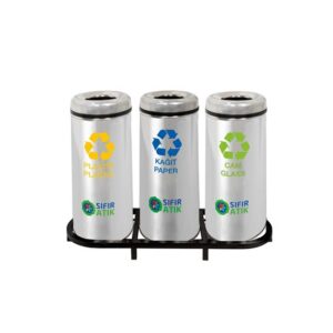 Mülleimer Edelstahl-Recycling-Set, 3 Stück